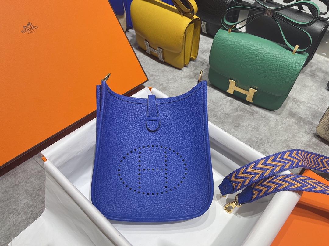 Hermes Evelyne 16 Amazone TPM Shoulder Bag In Blue Electric Clemence Leather